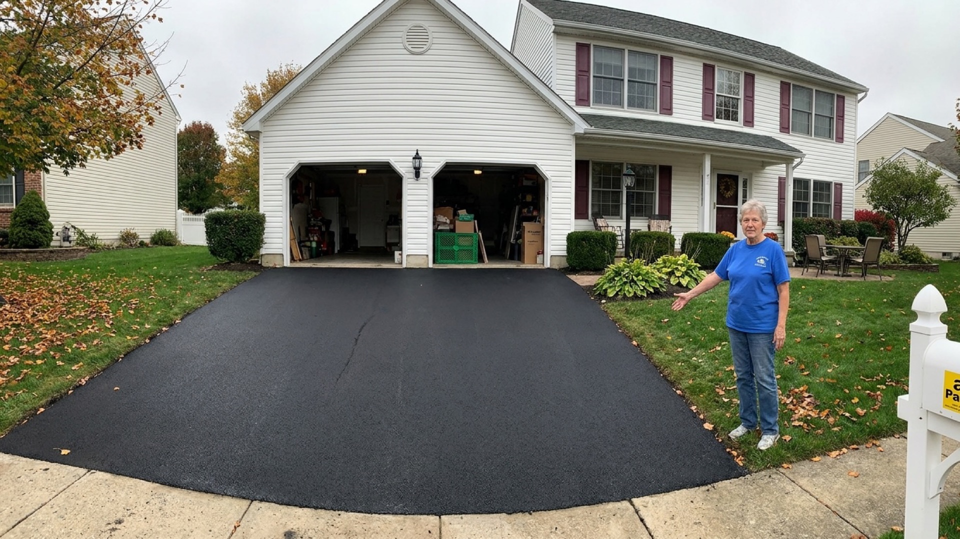 Homeowner beside her driveway, a candidate for a lower-cost color option